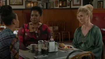 Barse Maltese Cross Golden Chain Pendant Necklace worn by (Jerri Tubbs) as seen in Beyond the Gates (S01E148)