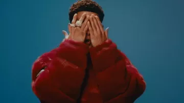 Supreme x The North Face Red Fur Nuptse Down Jacket worn by J.I the Prince of N.Y in J.I. - R&B Shit (feat. A Boogie Wit Da Hoodie) (Official Music Video)