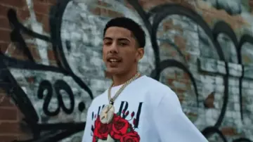 Amiri x Grateful Dead White Rose Skull Sweatshirt worn by J.I the Prince of N.Y in J.I. - R&B Shit (feat. A Boogie Wit Da Hoodie) (Official Music Video)