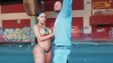 Dior Beige Oblique & Silver CD Belt worn by Trap Manny in A Boogie Wit da Hoodie, Don Q & Trap Manny - Vroom Vroom [Official Music Video]