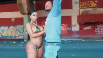 Dior x Daniel Arsham Grey Eroded Logo Sweatshirt worn by Trap Manny in A Boogie Wit da Hoodie, Don Q & Trap Manny - Vroom Vroom [Official Music Video]