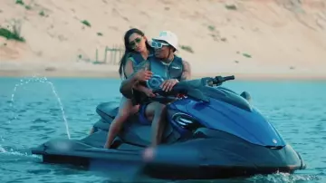 Louis Vuitton Black & Blue Polka Dot Swim Shorts worn by Trap Manny in A Boogie Wit da Hoodie, Don Q & Trap Manny - Vroom Vroom [Official Music Video]