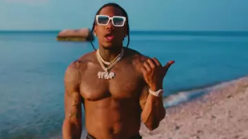 Louis Vuitton White 1.1 Millionaires Sunglasses worn by Trap Manny in A Boogie Wit da Hoodie, Don Q & Trap Manny - Vroom Vroom [Official Music Video]