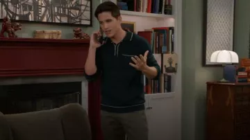 Paisley & Gray Tipped Long-Sleeve Polo Shirt worn by Bradley (Mike C. Manning) as seen in Beyond the Gates (S01E152)