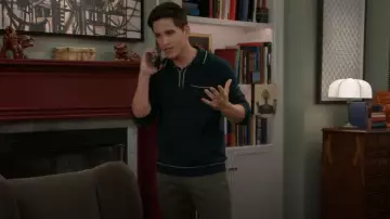 Paisley & Gray Tipped Long-Sleeve Polo Shirt worn by Bradley (Mike C. Manning) as seen in Beyond the Gates (S01E152)