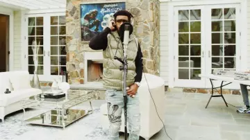 Amiri Dirty Indigo Snake Patch Jeans worn by A Boogie wit da Hoodie in A Boogie Wit Da Hoodie - Room Service (Live Performance)