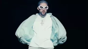 Maison Margiela x Gentle Monster White Oversized Sunglasses worn by Bad Bunny in Bad Bunny - WHERE SHE GOES (Video Oficial)