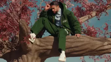 Awake NY x Carhartt WIP Green Carpenter Pants worn by Bad Bunny in Bad Bunny - WHERE SHE GOES (Video Oficial)