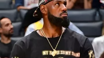 LA Lakers Preseason My Name Is My Name Printed Sweatshirt worn by (LeBron James) as seen in LeBron James: King of the Court