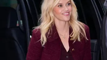 NYC 2025 Tweed Maroon Jacket worn by Self (Reese Witherspoon) as seen in Election - Reese Witherspoon