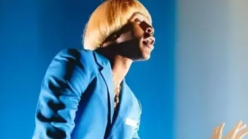 Tyler The Creator Earfquake Suit In Blue in the music video EARFQUAKE