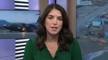 Cece Ruffle V-Neck Blouse worn by Liz Kreutz as seen in Today on October 17, 2025