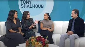 Scanlan Theodore Stripe Turban Shoulder Dress worn by Laura Jarrett as seen in Today on October 17, 2025