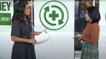 Sandro Darla Plaid Skirt worn by Vicky Nguyen as seen in Today on October 17, 2025