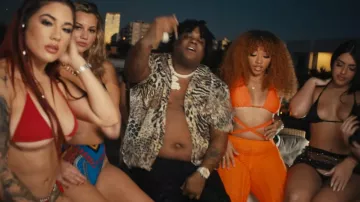 Celine Animal Print Patchwork Shirt used by Big Homiie G in Moneybagg Yo, Big Homiie G - Gave It (Official Music Video)