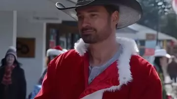 A Royal Montana Christmas Warren Christie Christmas Red Coat worn by Huntley (Warren Christie) in A Royal Montana Christmas