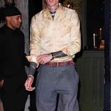 Printed Shirt worn by (Machine Gun Kelly) MGK in Vogue Cocktail Party Printed Shirt
