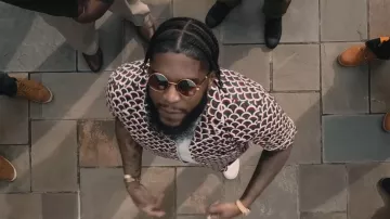 Valentino Navy & Red Scale Print Shirt worn by Big K.R.I.T. in BIG K.R.I.T. - Energy (Official Music Video)
