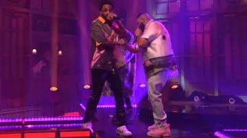 Nomenklatura Patent Black Latex Pants worn by Big Sean in Jealous / You Stay (Live on SNL)