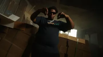 Rhude Black Racing Crest T Shirt worn by Big30 in BIG30 - Celine Frames (Official Music Video)