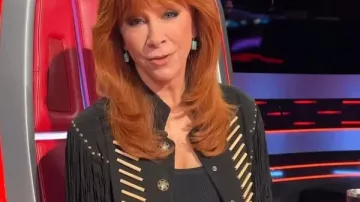 The Voice S28 Reba McEntire Black Leather Fringe Jacket of Reba McEntire in The Voice