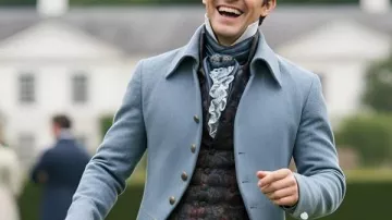 Bridgerton S04 Benedict Bridgerton Blue Coat porté par Benedict Bridgerton (Luke Thompson) dans Bridgerton