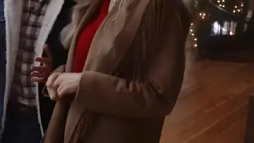 Brown Fringe Coat worn by Victoria (Fiona Gubelmann) in A Royal Montana Christmas