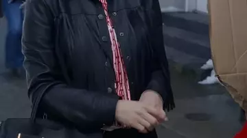 Fringe Leather Jacket worn by Victoria (Fiona Gubelmann) in A Royal Montana Christmas