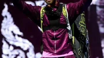Purple Satin Jacket worn by Carlos Alcaraz in Sinner & Alcaraz React To Their Six Kings Slam 2025 Final