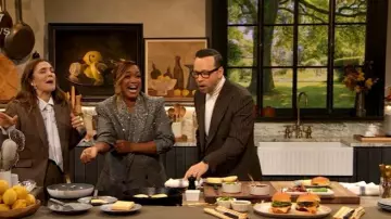 Amiri Metallic Double Breasted Blazer worn by Sundiata Anderson as seen in The Drew Barrymore Show on October 20, 2025