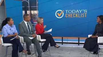 Lucy Paris Diane Button-Front Wide-Leg Pants worn by Sheinelle Jones as seen in Today on October 21, 2025