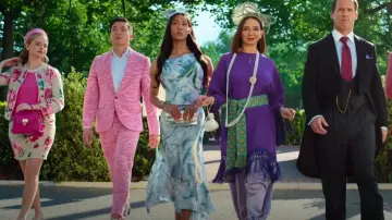 Victoria Beckham Printed Asymmetric Dress worn by Sofia (Mj Rodriguez) as seen in Loot (S03E03)