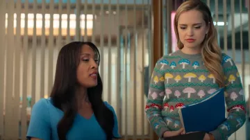 Boden Edie Fair Isle Jumper in Grey Mushroom worn by Ainsley (Stephanie Styles) as seen in Loot (S03E03)