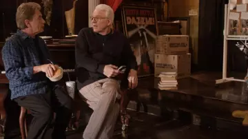 Paul Smith Black Cotton 'Artist Stripe' Zip Lounge Top worn by Charles-Haden Savage (Steve Martin) as seen in Only Murders in the Building (S05E09)