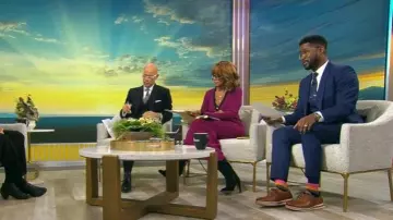 Robe Ronny Kobo Mirella portée par Gayle King vue dans CBS Mornings le 16 octobre 2025