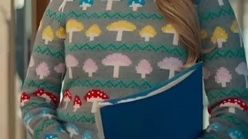 Colorful Mushroom Print Sweater worn by Ainsley (Stephanie Styles) in Loot