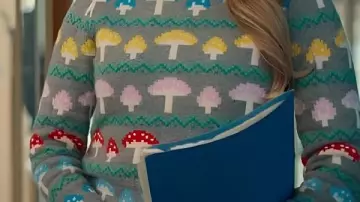 Colorful Mushroom Print Sweater worn by Ainsley (Stephanie Styles) in Loot