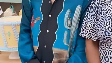 Cactus and Guitar Printed Shirt worn by Self - Presenter (Noel Fielding) in The Great British Bake Off