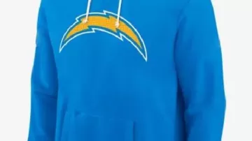 Sudadera con capucha azul utilizada por Tommy Lasorda en Minnesota Vikings vs Los Angeles Chargers | Previa del juego de la semana 8