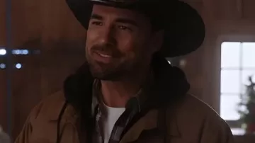 Warren Christie A Royal Montana Christmas Brown Jacket worn by Huntley (Warren Christie) as seen in A Royal Montana Christmas