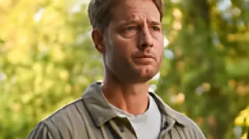 Tracker S03 Colter Shaw Green Denim Jacket worn by Colter Shaw (Justin Hartley) as seen in Tracker (S03E01)