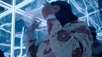 Supreme Brown Camo Futura Logo Sweatshirt worn by Big30 in Moneybagg Yo - GO! (with Big 30) (Official Music Video)