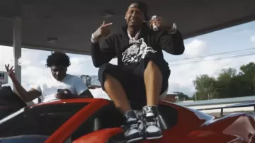 Louis Vuitton Black & White Mid LV Trainer Sneakers worn by YoungBoy Never Broke Again in Moneybagg Yo – Boffum feat. Big 30 [Official Music Video]