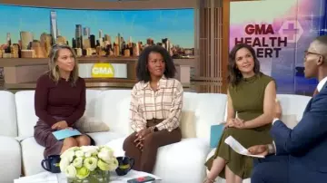 Jason Wu Faux Leather Midi Skirt worn by Ginger Zee as seen in Good Morning America on October 22, 2025