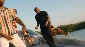 Pantalon de jogging de poche à logo noir Alexander McQueen porté par Birdman dans Birdman, Roddy Ricch, Lil Wayne - STUNNAMAN (Vidéo officielle)