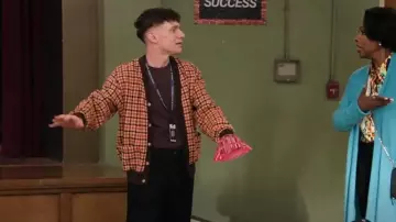 Pleasures Misquote Cardigan worn by Jacob Hill (Chris Perfetti) as seen in Abbott Elementary (S05E04)
