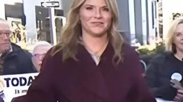 Today Show Jenna Bush Hager Burgundy Wrap Coat as seen in Today