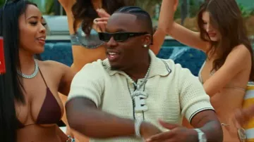 Saint Laurent Black Rectangular Sunglasses worn by Blxst in Tyga, YG, Blxst - West Coast Weekend (Official Video)