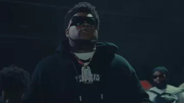 Palm Angels Black Side Logo Sonoma Shield Lunettes de soleil portées par BossMan Dlow en Trigga500k - Ain’t Goin (Vidéo Officielle) ft. Bossman Dlow