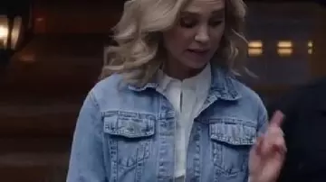 Fiona Gubelmann A Royal Montana Christmas 2025 Fringe Denim Jacket of Victoria (Fiona Gubelmann) in A Royal Montana Christmas